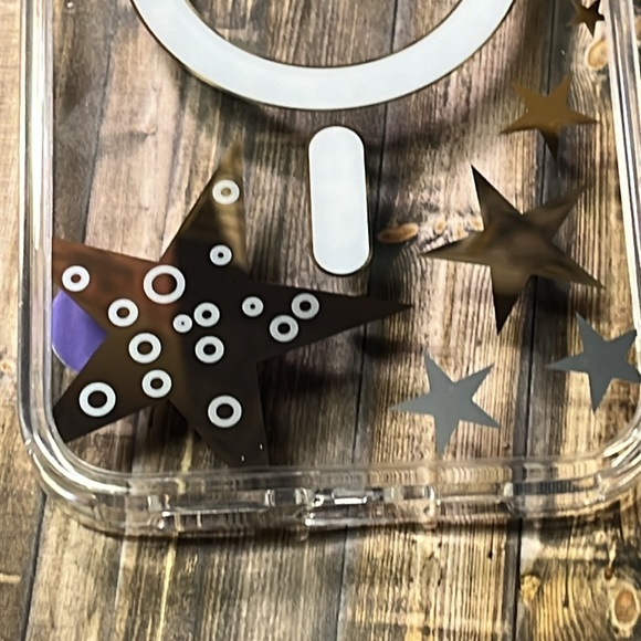 5for$10 Clear iPhone 14 Plus Phone Case Silver Star MagSafe & 2 Glass Protector - Picture 3 of 4